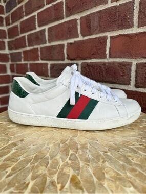 GUCCI White Leather Low Top Ace Lace Up Sneakers US Women’s 10.5